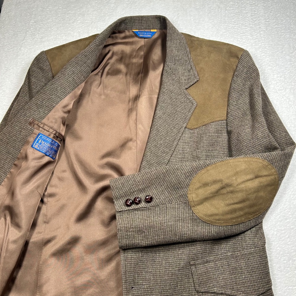 Pendleton Vintage Wool Blazer Shooting Elbow Patches Mens 42 Brown Western USA